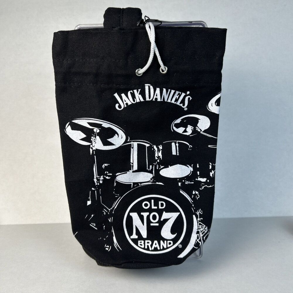 Jack Daniel's Old No. 7 Brand Drum Set Cinch Sack Bag Drawstring Black White New